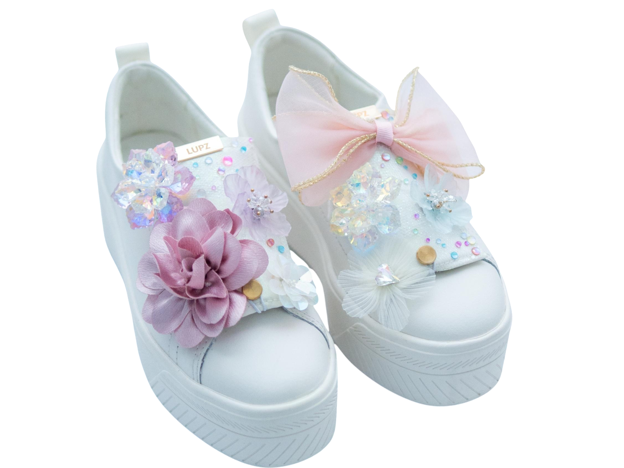 LUPZ decorative shoe accessory on white sneakers